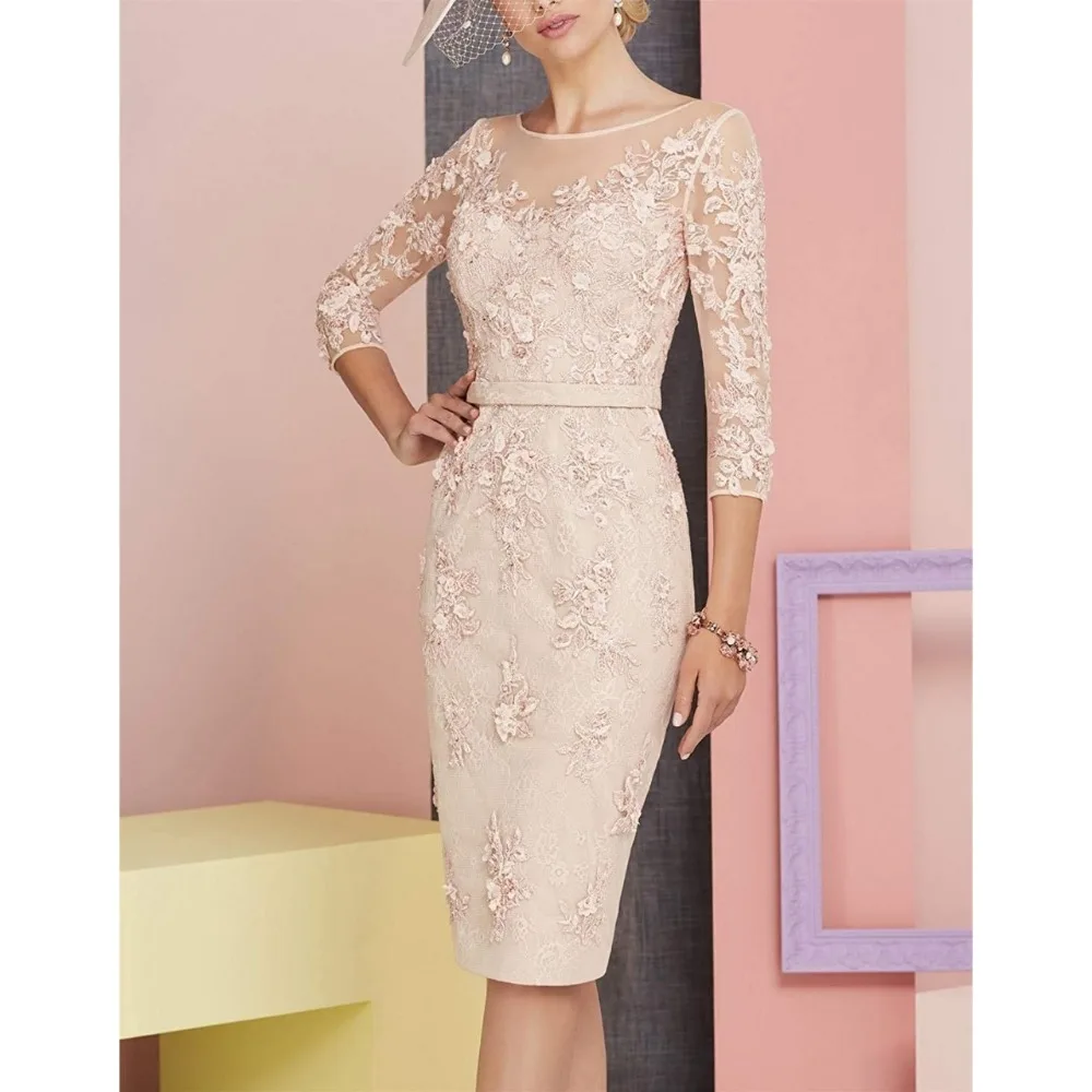 Платье футляр ручной работы для матери невесты кружевное короткое платье с