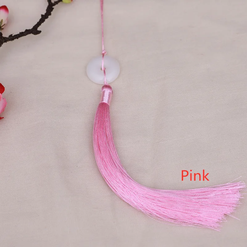 Pink 5 шт. белая Нефритовая пряжка с символом мира кисточкой самодельный брелок шапки ремни Подвески для изготовления украшений занавес Подвеска для изготовления аксессуаров ремесло кисточкой - Цвет: Pink