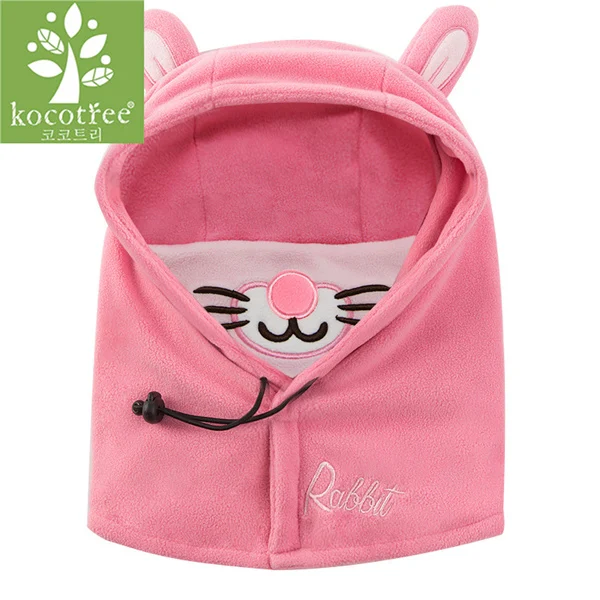 Kocotree/зимняя теплая шапка для мальчиков и девочек, детская шапка Skullies Beanie с милым персонажем в масках, шапка с капюшоном для детей от 1 до 10 лет - Цвет: Rabbit