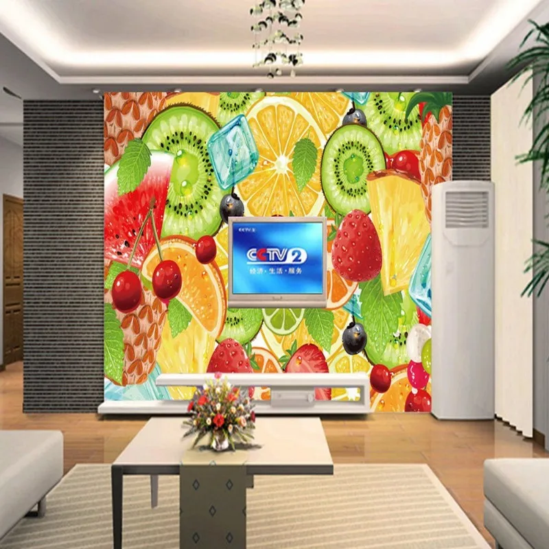 Прямая поставка цветные ресторанные обои разнообразные фруктовые соки магазин
