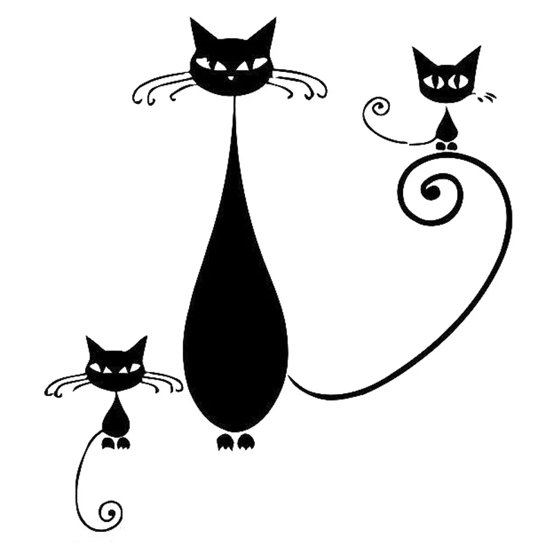 

12.1cm*13.3cm Cartoon Cats Vinyl Animal Car Sticker Motorcycle Black/Silver S3-6251