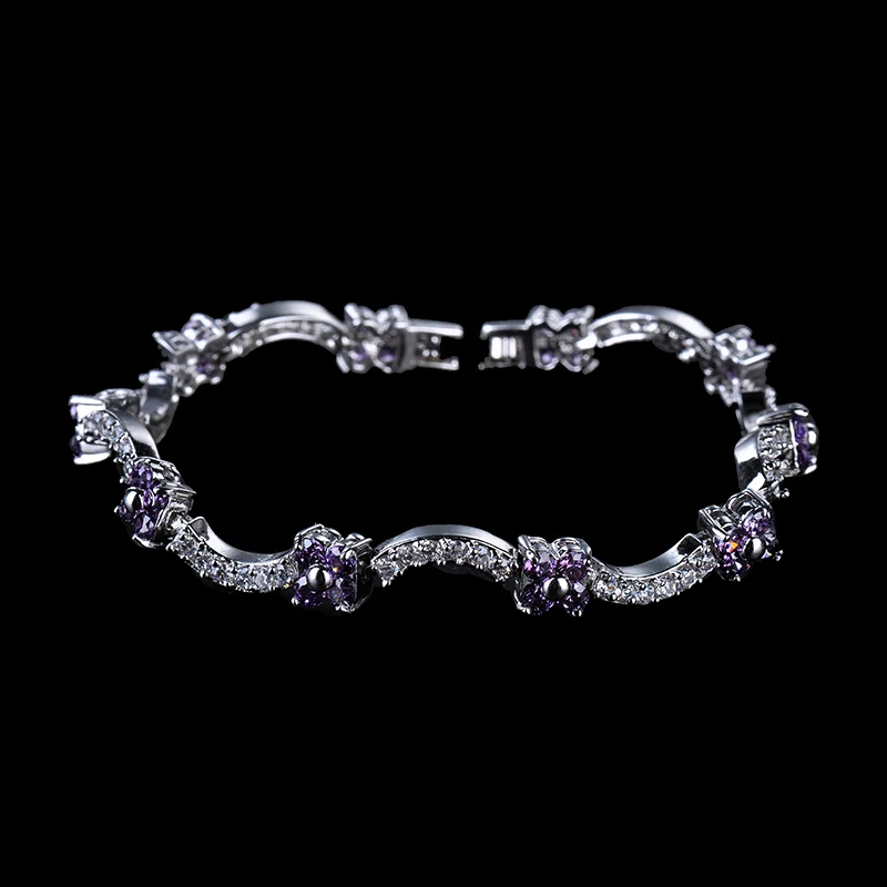 Модные женские/женские браслеты с австрийскими кристаллами и цветком из белого