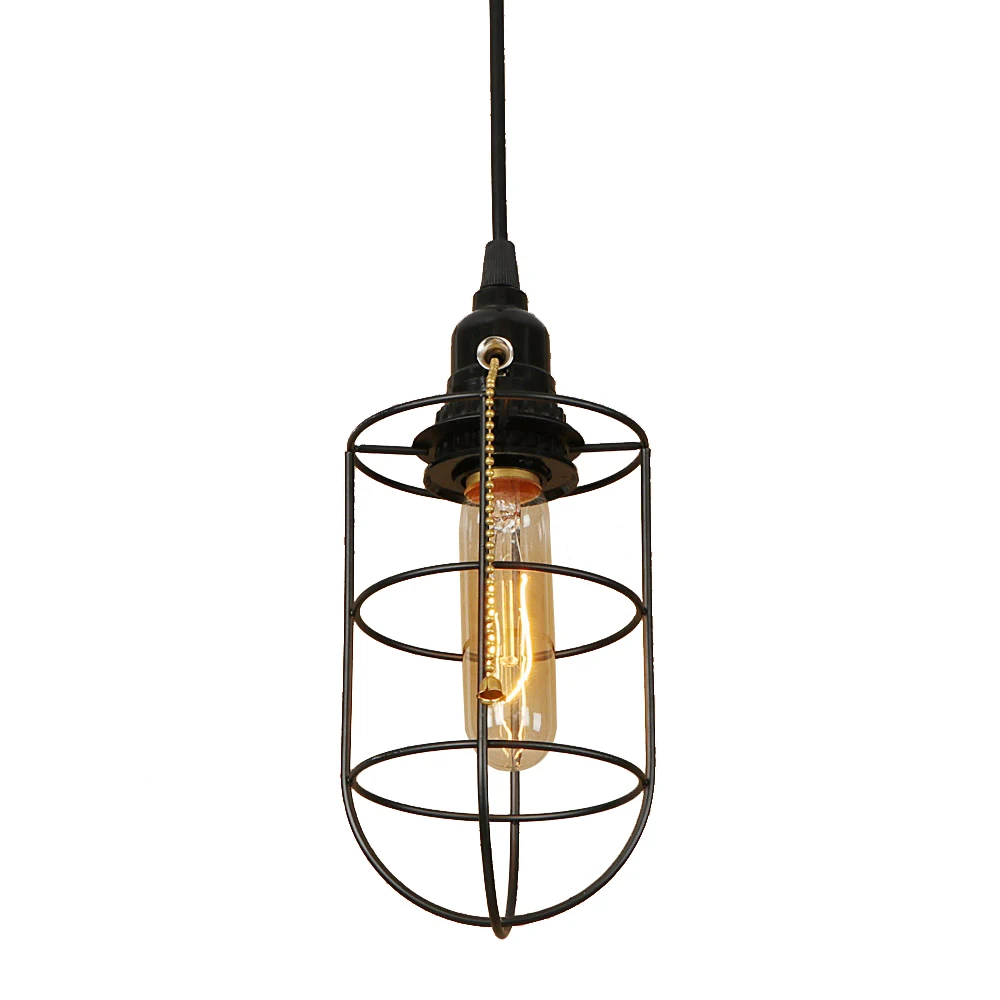 Винтажный железный подвесной светильник в стиле индастриал черная