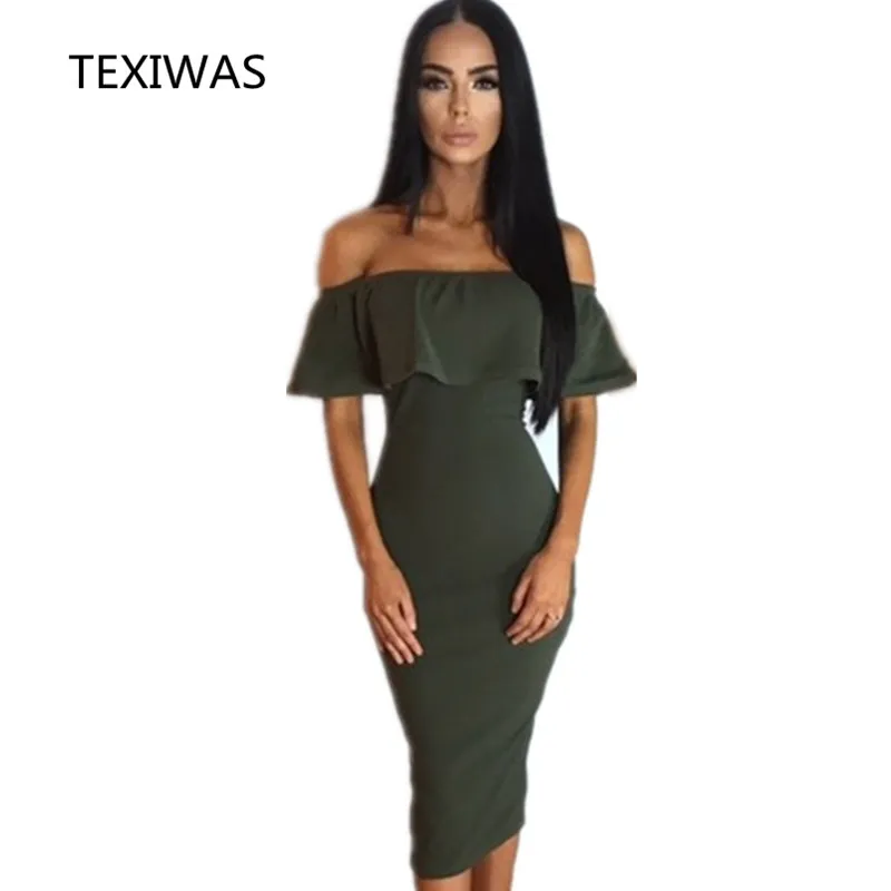 TEXIWAS 2017spring summer new fashion casual womendress off shoulder sexy Butterfly Sleeve high quality ladies Bifurcation dress | Женская