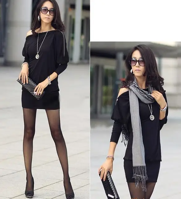 Batwing Zip Colors Women's 2 Mini Off-Shoulder Korea Dress Shirt Tops | Женская одежда