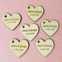 50pcs personalized engraved wood love heart centerpieces heart wedding table decoration favors customized heart gift tags 25mm
