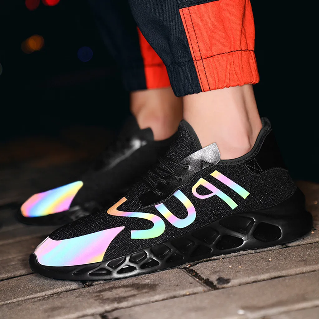 2019 осенние черные кроссовки для бега мужские лазерные повседневные туфли