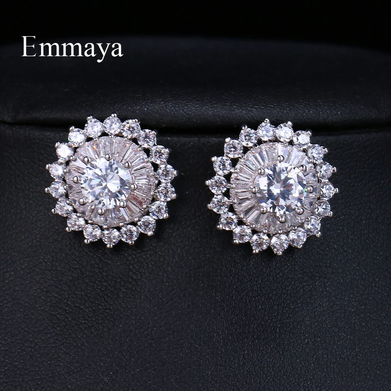 EMMAYA Горячая Распродажа роскошные круглые серьги гвоздики Женские романтичные с