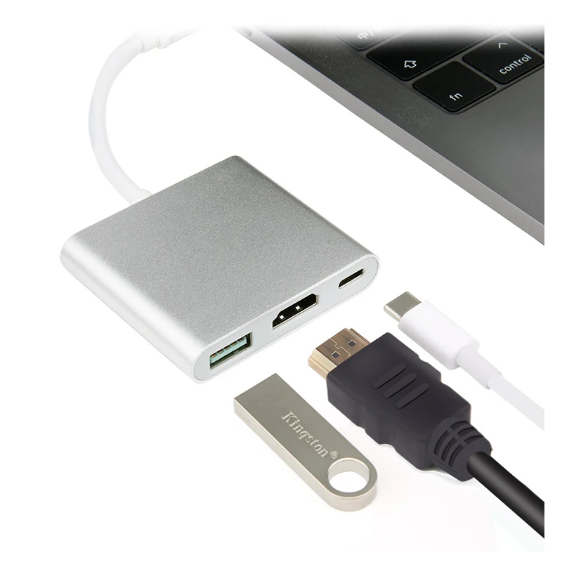 3 в 1 Usb c HDMI Usbc Hdmi адаптер конвертер Type hdmi HDMI/USB 0/Type C Алюминиевый для Apple