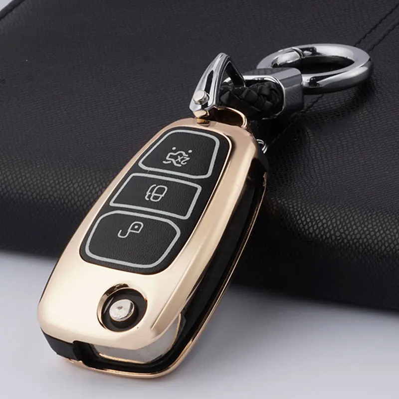Кожаный чехол для ключей из цинкового сплава аксессуары автомобильный Ford Fiesta Focus