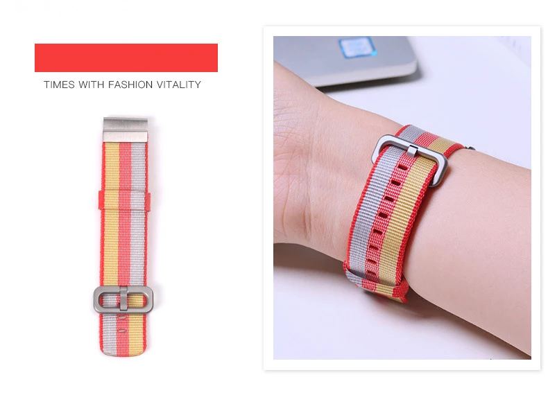 red Нейлон из нержавеющей стали Холст Ремешок Для Xiaomi huami Amazfit Bip BIT Lite Молодежные часы Смарт Браслет для samsung S4 браслет ремешок - Цвет: red
