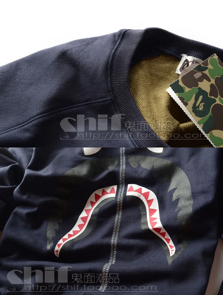 Bape новые люди толстовка камуфляж акулы молния печать толстовки хип хоп улица