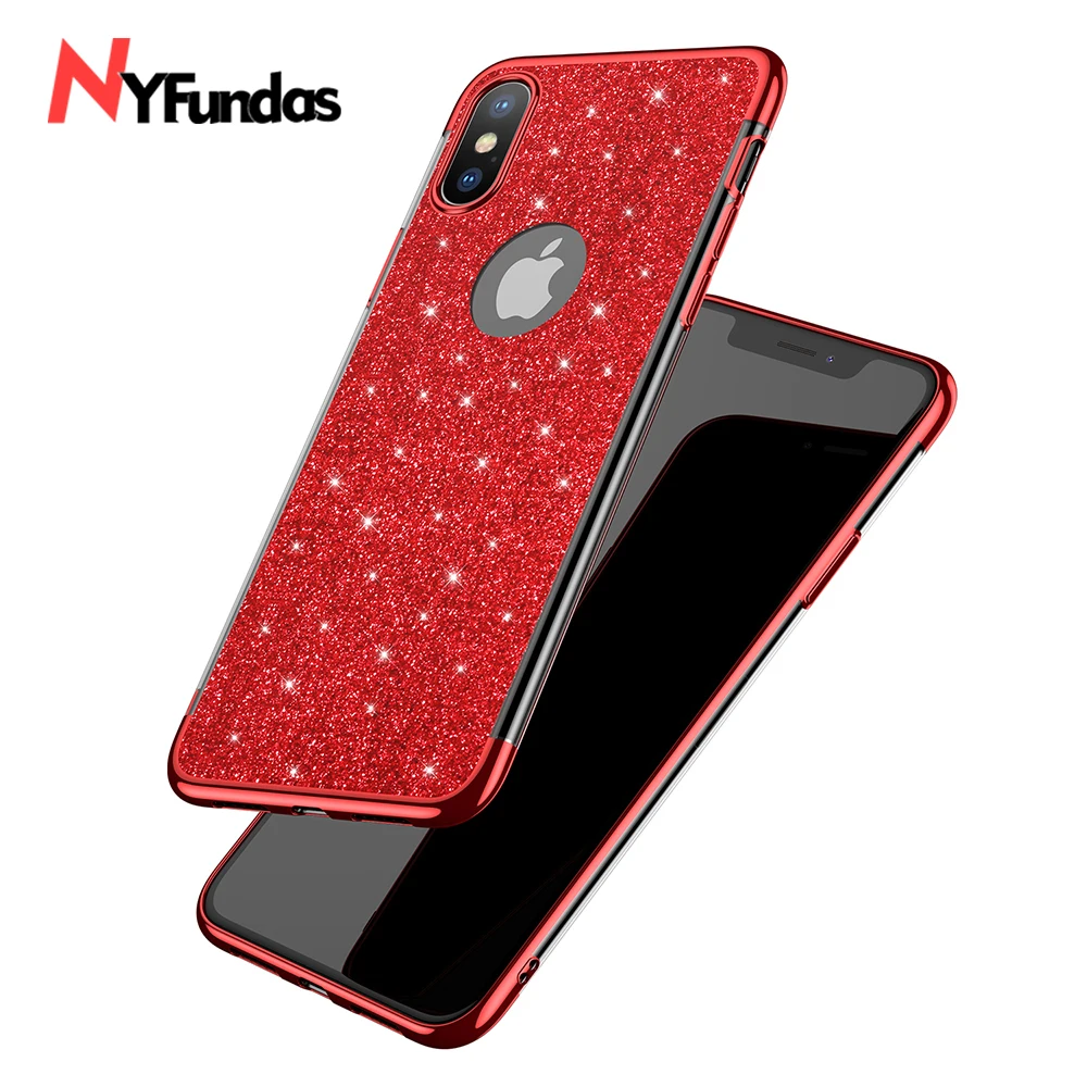 NYFundas покрытие для iphone X противоударный мягкий бампер роскошный блестящий