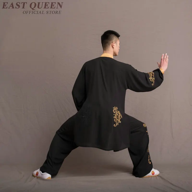 Мужская униформа для кунг фу Tai Chi черная выступлений с вышивкой TA1685 2019|Наборы| |