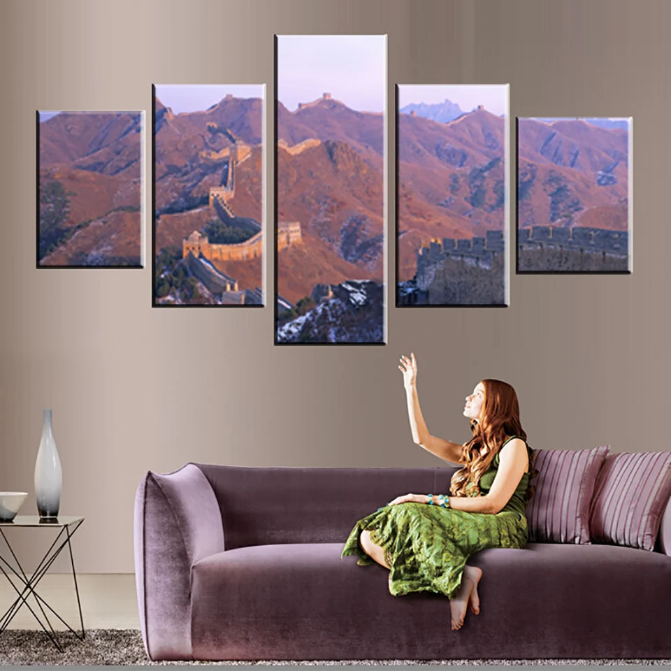 

Modular Pictures Modern Canvas Framed HD Printed 5 PiecePcs The Great Wall Scenery Home Decor Living Room Wall Art Painting