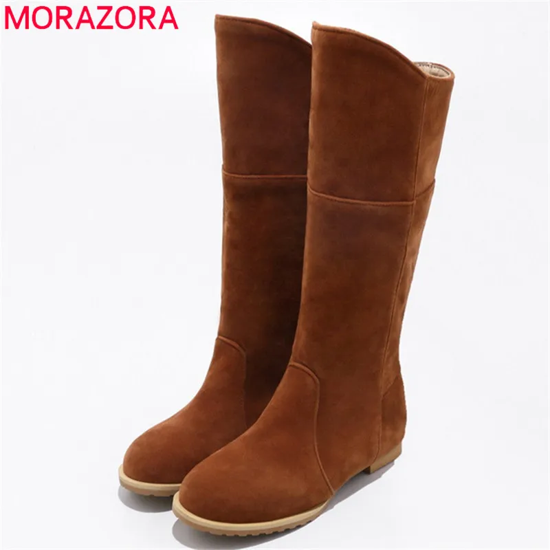 MORAZORA/2018 горячая распродажа ботинки до середины икры женские из флока сезон