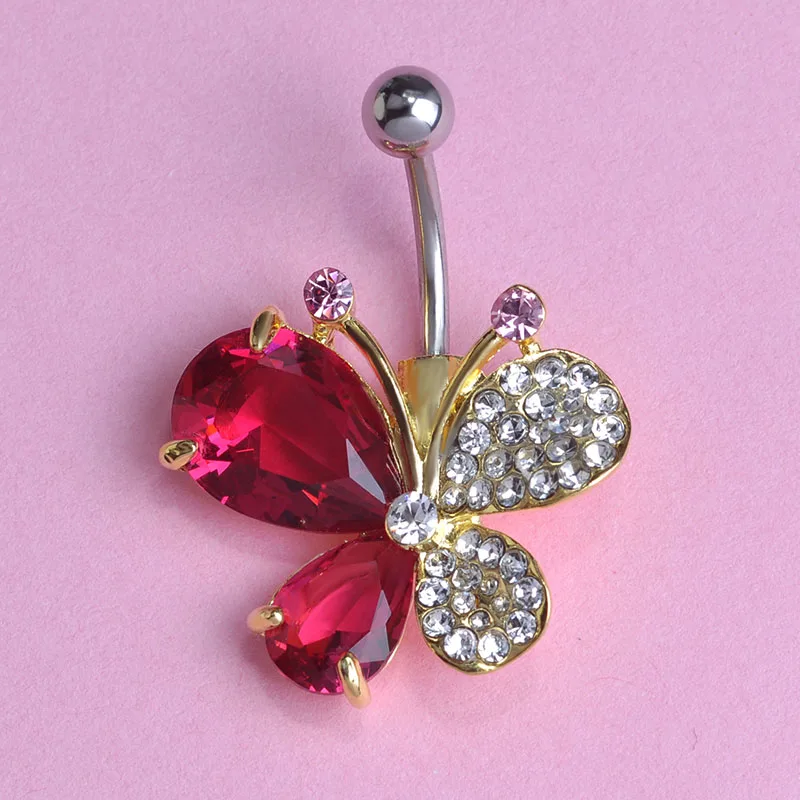 Большие стразы Groot бабочка Перцовый пупок пупка кольцо для живота