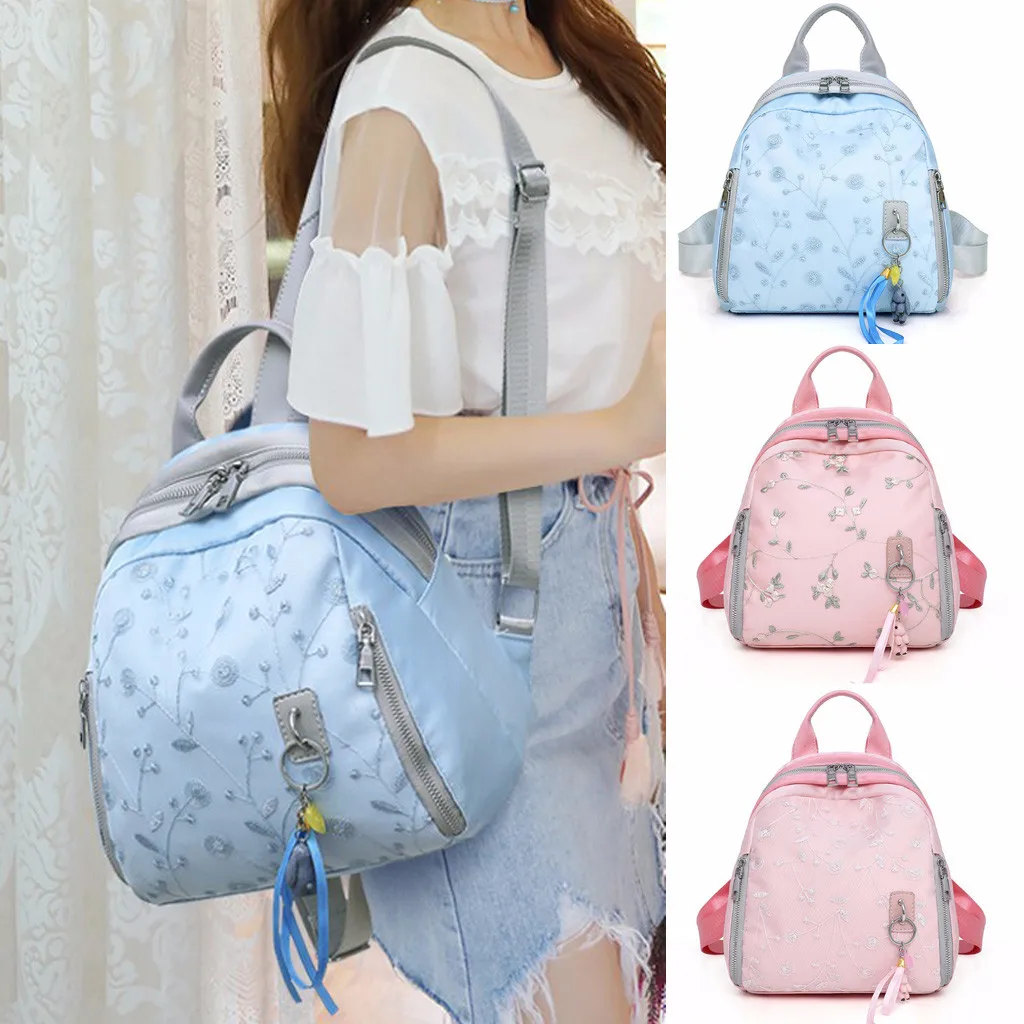 Fashion Women’s Solid Color Fringed Printed Zipper Backpack Fringed printed zipper solid backpack bag June17