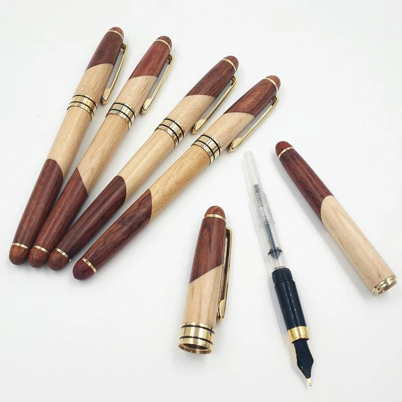 Luxury Handmade Rosewood Maple Fountain Pen Set Writing Natural Fight wood Pen Set for bussiness and school office as gifts