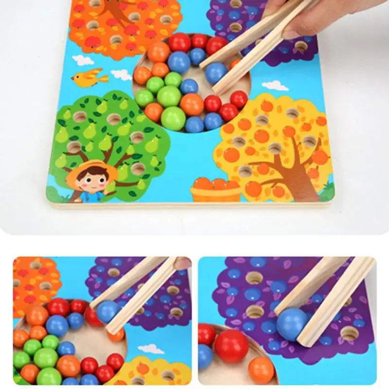 Funny Educational Wooden Toys Montessori Fruit Tree Clip Balls Board Games Newborn Early Development Activity Books Baby Kids