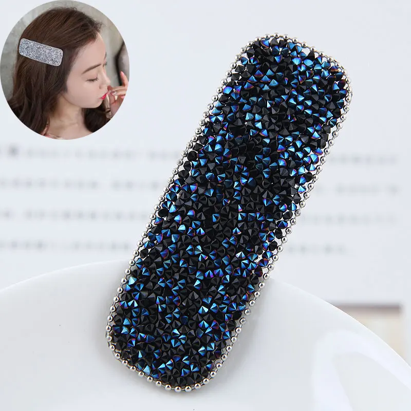 S2-Blue Модная Корейская заколка, женские Украшения для волос, кристалл, капля, прямоугольная, Геометрическая, большая заколка для волос зажим, аксессуары, подарок для девочек - Окраска металла: S2-Blue