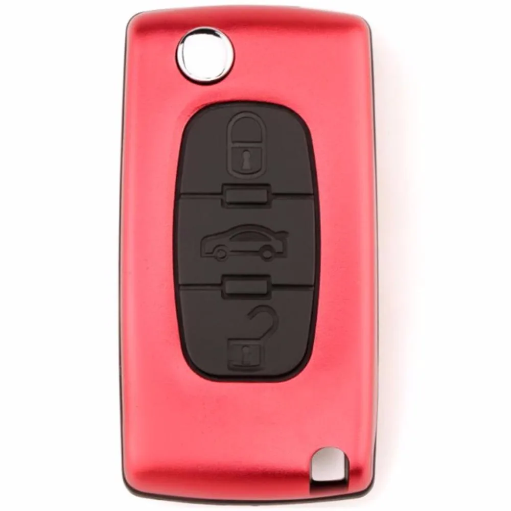 PREISEI New Aluminum Red 3 Buttons Remote Car Flip Key Case Shells Fob with trunk For Peugeot 307 407 ce0536 | Автомобили и