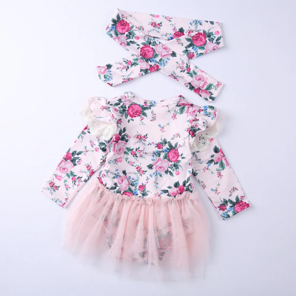 Комбинезон с длинными рукавами для новорожденных девочек на лето весну и осень