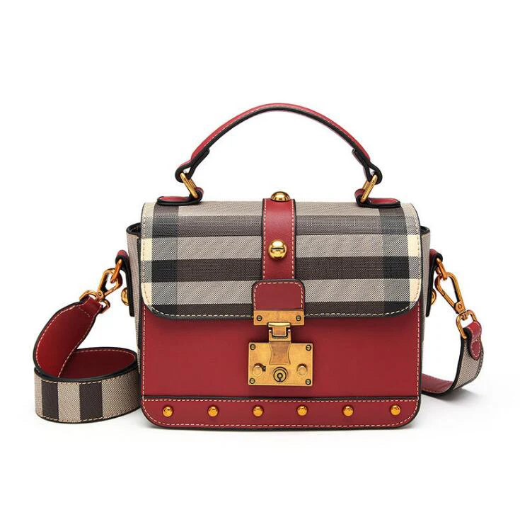 Feedo Plaid Button откидной крышкой высокое качество Dames Роскошные Сумки Для женщин сумка