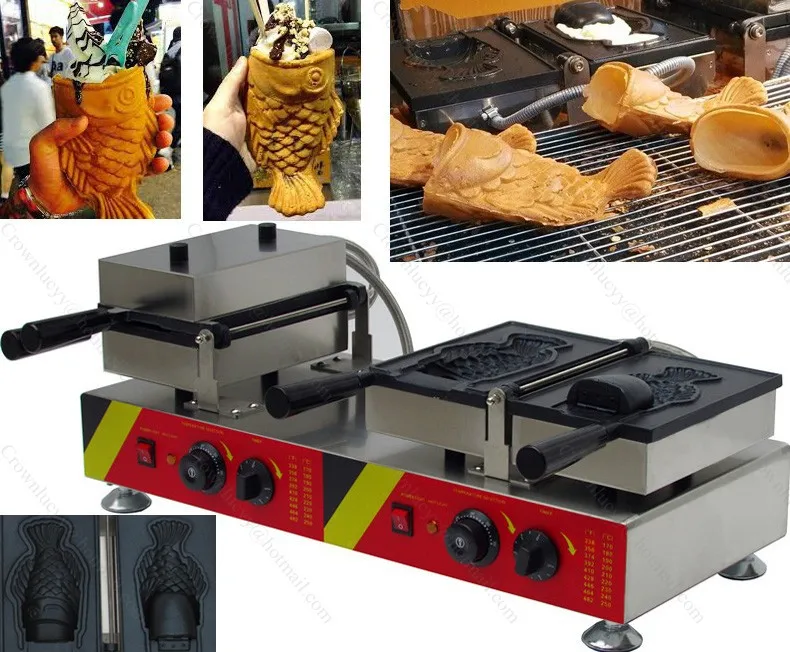 Электрическое коммерческое мороженое рыба с открытым ртом Taiyaki вафельница для