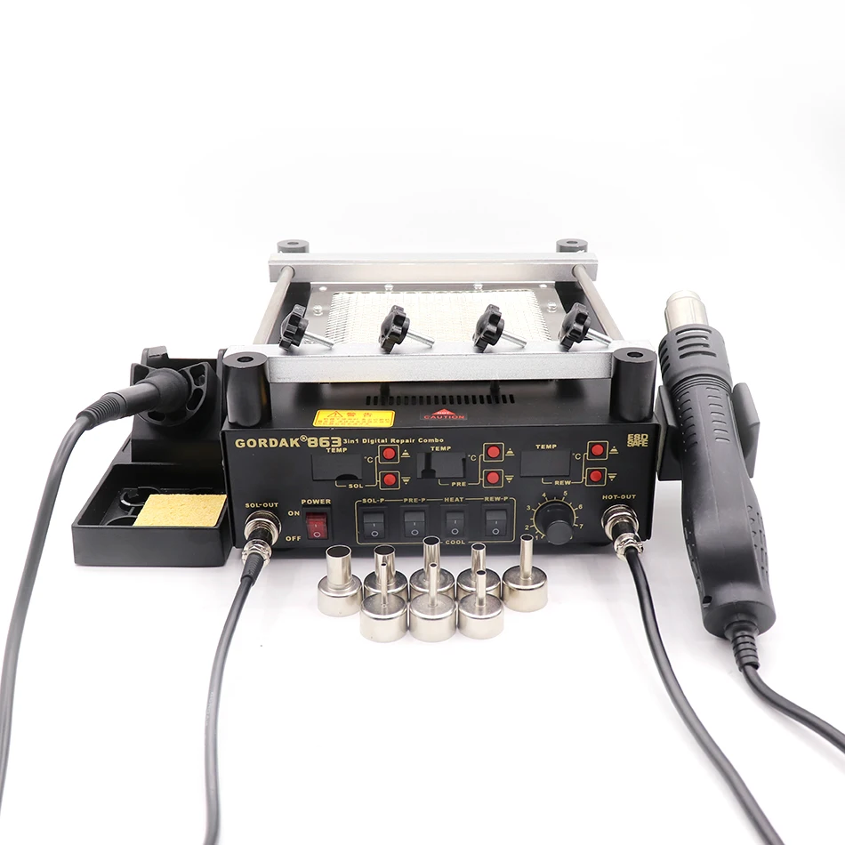 Gordak863anti-static три-в-одном Combination preheatingstationfull цифровой дисплей BGA паяльная станция 12*12 см нагревательная пластина
