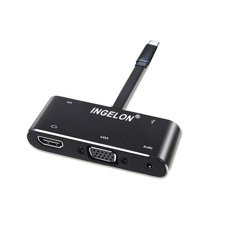 Адаптер Ingelon usb c adaptador tipo к PD + HD (4 K) VGA аудио USB3.0 5 в 1 конвертер для type C otg мобильного