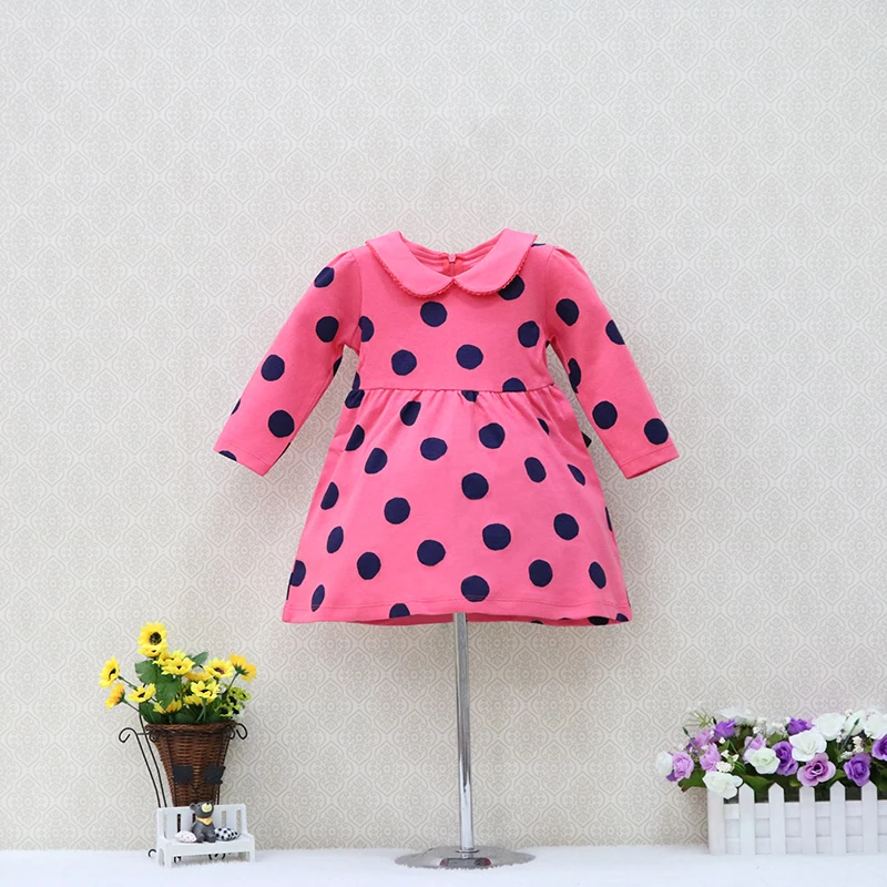 Long sleeve 3 to 7 years old girl dress cotton petticoat knee length Wave point cute dresses baby girls underdress 2018 | Детская одежда