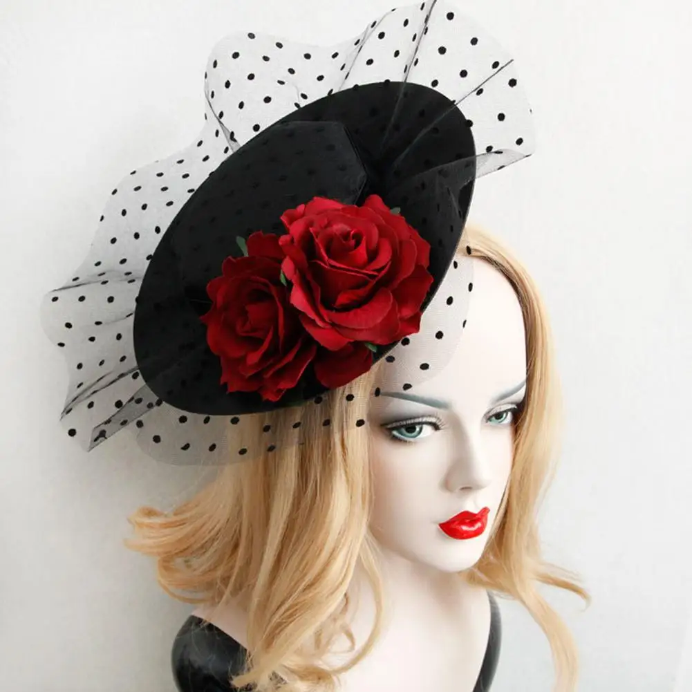 XY Fancy Women Retro Elegant Rose Net Yarn Little Hat Headdress Hair Ornaments | Украшения и аксессуары