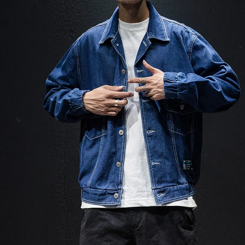 Be.YuMiao High-Street Men Ripped Ribbon jeans Jackets washed patchwork Man Slim Fit Streetwear HipHop Vintage Jacket | Мужская одежда