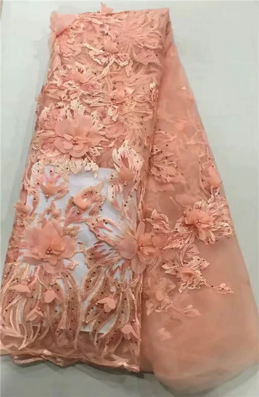 Вышитая сетчатая Тюлевая кружевная ткань с объемным цветочным узором в