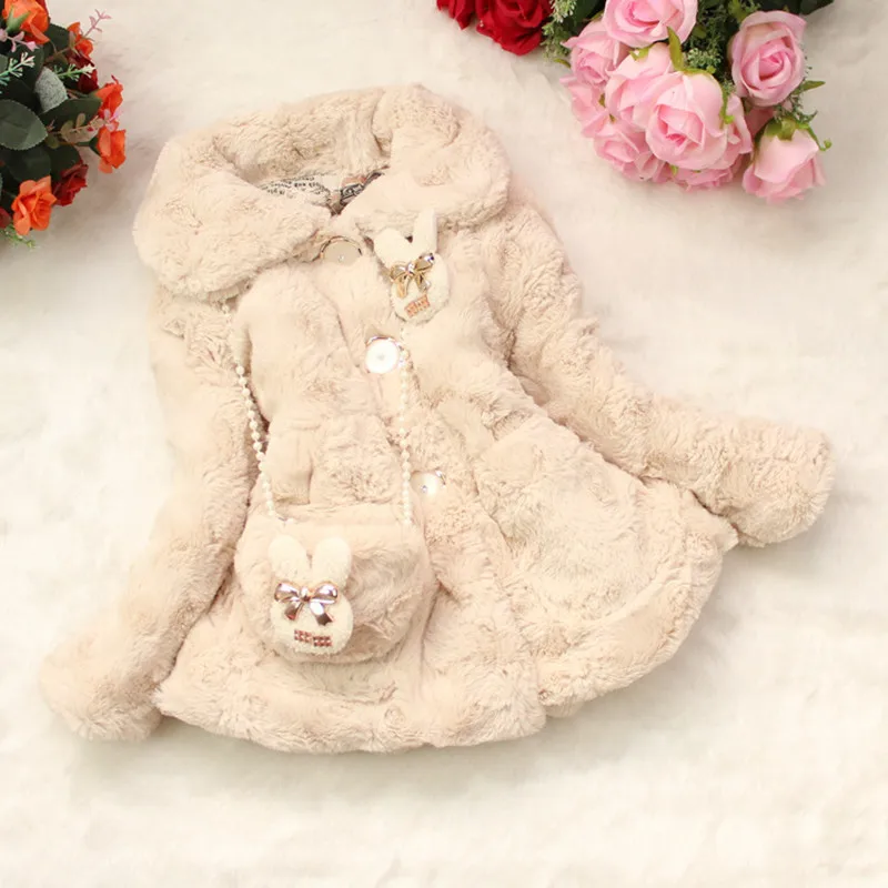 Anlencool Фирменное пальто для девочек на зиму Детское с мехом в Корейском стиле