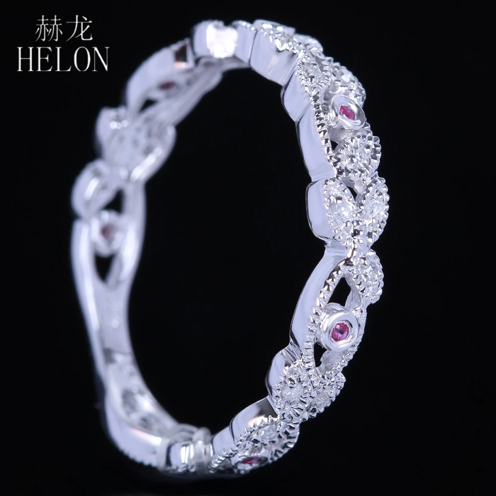 Стерлинговое Серебро HELON 925 натуральный рубин& Алмазы обручальные кольца женские свадебные юбилейные модные вечерние классические ювелирные изделия подарок