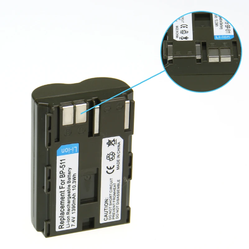 Digital Boy 7.4V 1390mAh 2pcs/lot BP-511 BP 511 Camera LI-ION Battery For Canon 10D 20D 20Da 300D 30D 5D 60D Z1 | Электроника