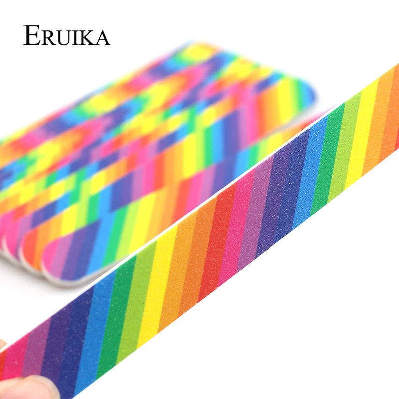 ERUIKA 5 шт. радужные пилки для дизайна ногтей шлифовальный буферный блок для удаления кутикулы прочный зернистость наждачный Маникюр Инструменты для укладки ногтей