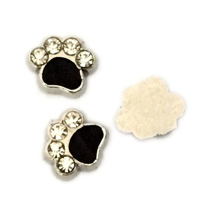 Crystal Dog Paw Footprints Floating Charms For Living Memory Glass Locket Pendants Necklace DIY Accessories 10pcs/lot | Украшения и