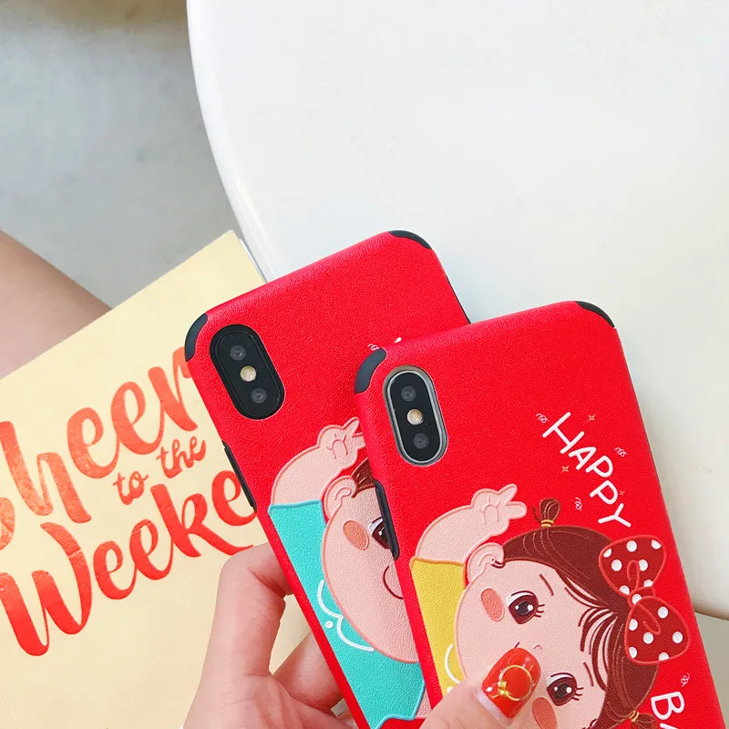 Cartoon Phone Case For iPhone XR XS MAX X 8P Soft TPU 7 6 6S Plus Funny Letter Smile Little Boy Girl Back Cover |