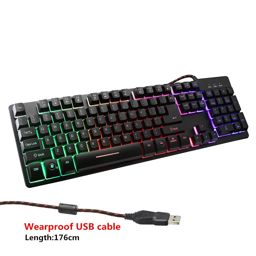 Проводная Механическая игровая клавиатура клавиатуры с 104 клавишами RGB