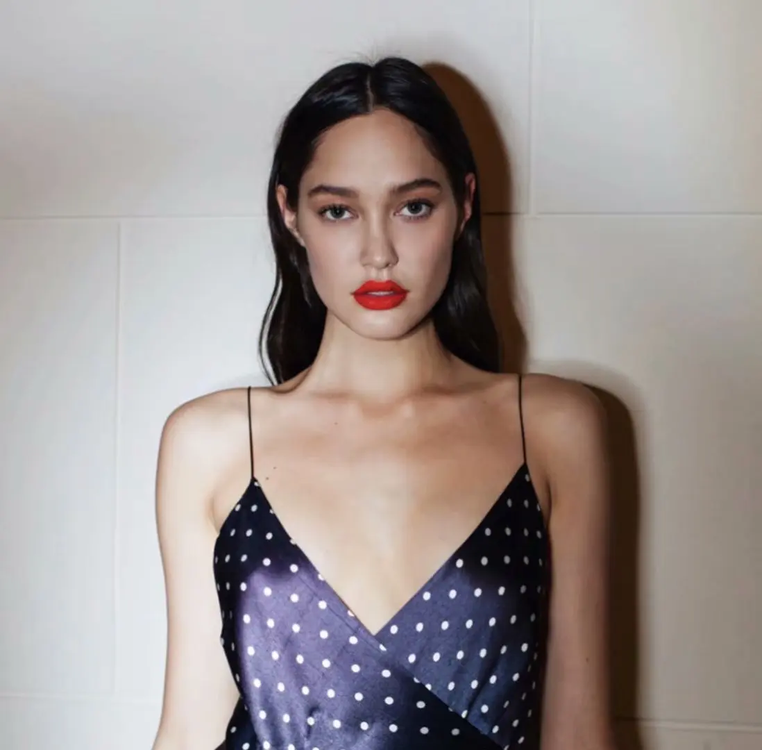 Женское платье-макси в горошек с V-образным вырезом | Женская одежда