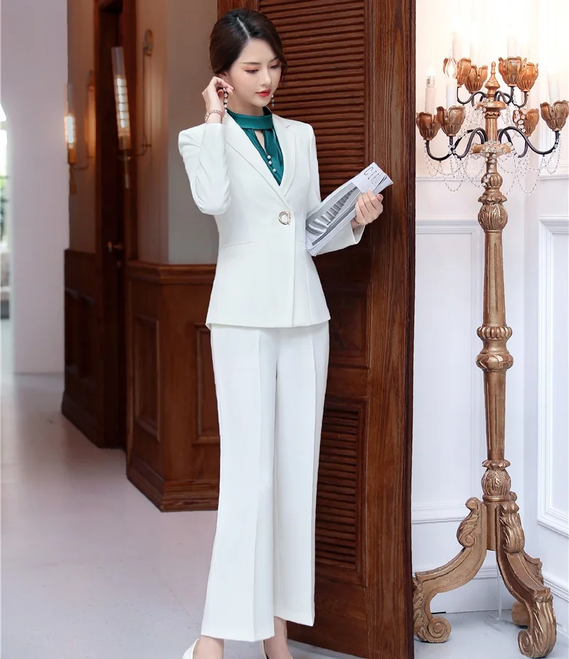 2019 Fashion Styles Pantsuits With Tops and Big Pants Women Business Suits Office Ladies Work Wear Blazers Set | Женская одежда