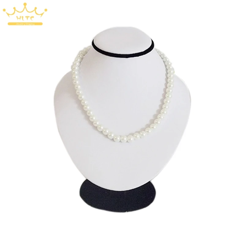 

Jewelry Display Window Showcases Stainless Steel White PU Leather Necklace Ring Holder 52*38*26cm Jewellery Display Showcases