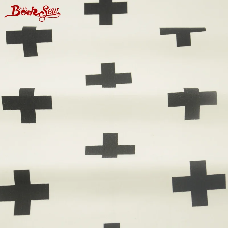 Хлопчатобумажная ткань с черным геометрическим рисунком 100% хлопок саржа высокое