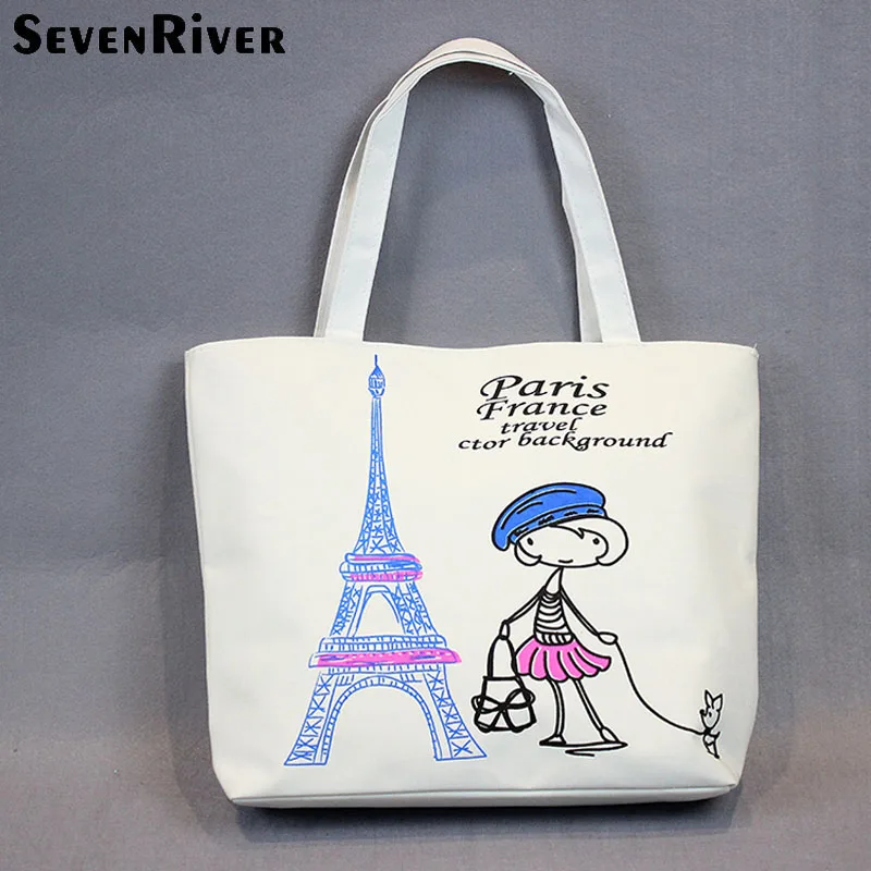 Холщовая Сумка клатч с принтом из мультфильма железная башня сумка через плечо в