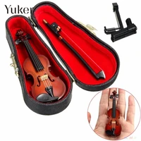 yuker 112 dollhouse miniature wooden violin with stand in b music musical instrument children toy gift
