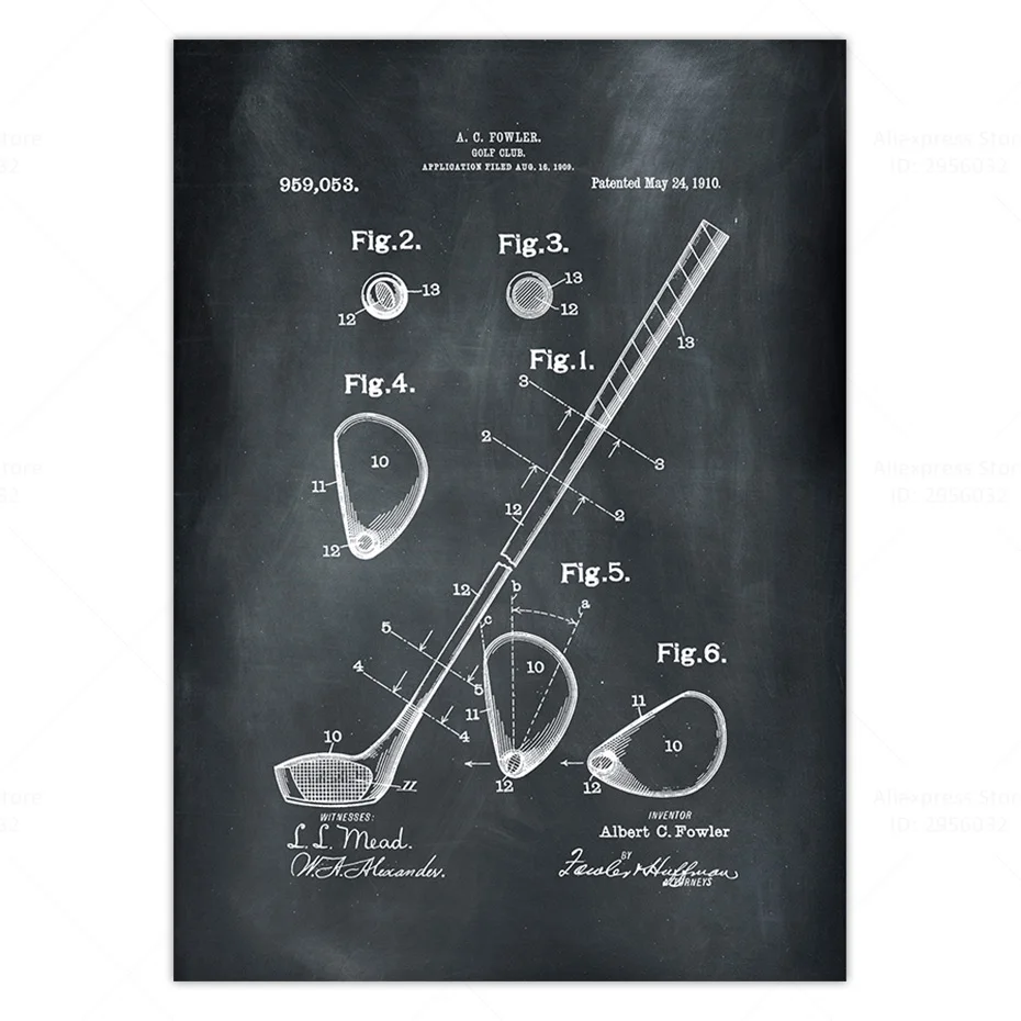 Запатентованный принт для гольф-клуба художественное искусство стены Декор