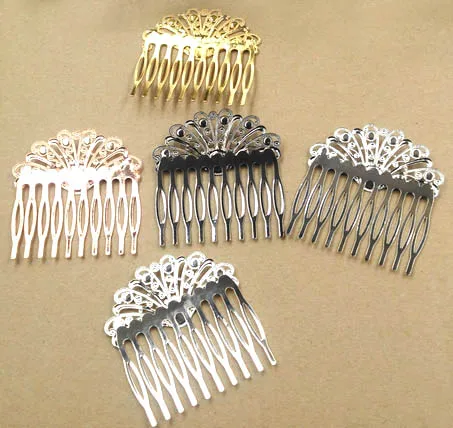 55*60mm Blank Hair Comb Bride Accessories 10 Teeth Wedding Jewelry Party Retro Filigree Flower HairComb DIY Findings | Украшения и